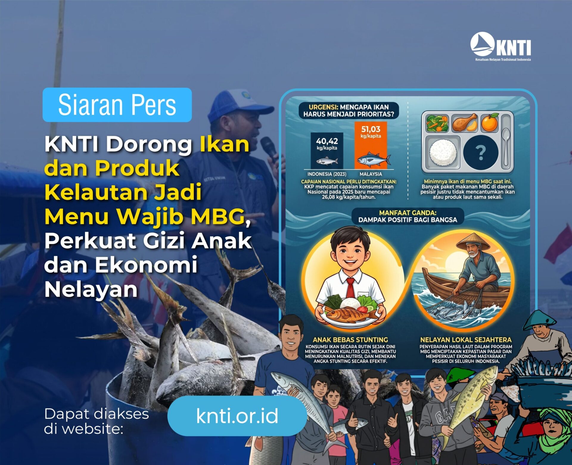 Siaran Pers KNTI Dorong Ikan dan Produk Kelautan Jadi Menu Wajib MBG, Perkuat Gizi Anak dan Ekonomi Nelayan